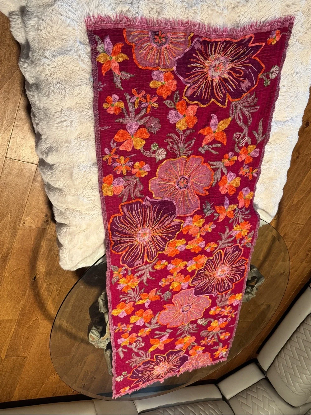 Boho Wool Floral Multi-Use Scarf